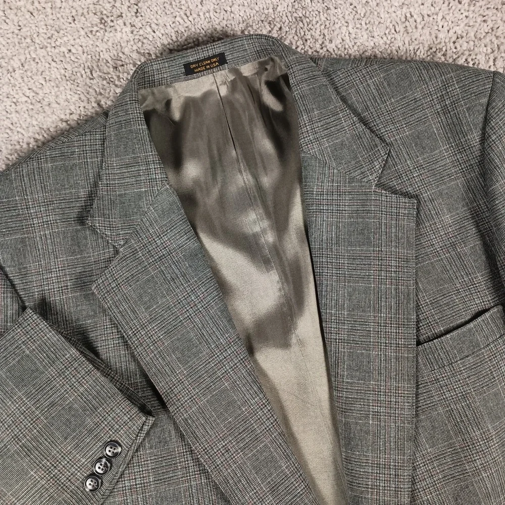 Vintage 70s/80s John Blair 48L 42x34 Glen Plaid Suit - 2 Piece Gray Retro Suit